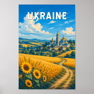 Poster Ilustração de viagem da Ucrânia Arte Vintage