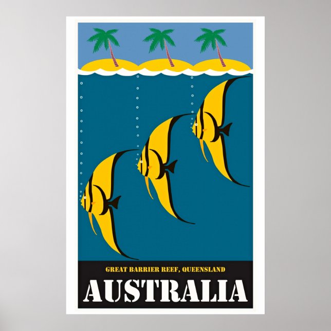 Poster Ilustração de Viagem da Vintage Austrália (Frente)