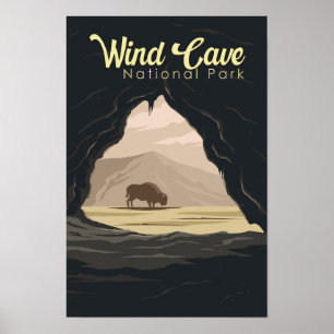 Poster Ilustração de Viagem da Wind Cave National Park Ar