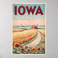 Ilustração de Viagem da Zona Rural de Iowa Arte Vi