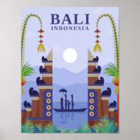 Ilustração de Viagem de Arte da Indonésia Bali