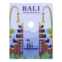 Ilustração de Viagem de Arte da Indonésia Bali