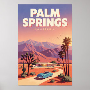 Poster Ilustração de Viagem de Arte de Palm Springs Calif
