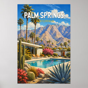 Poster Ilustração de Viagem de Arte de Palm Springs Calif