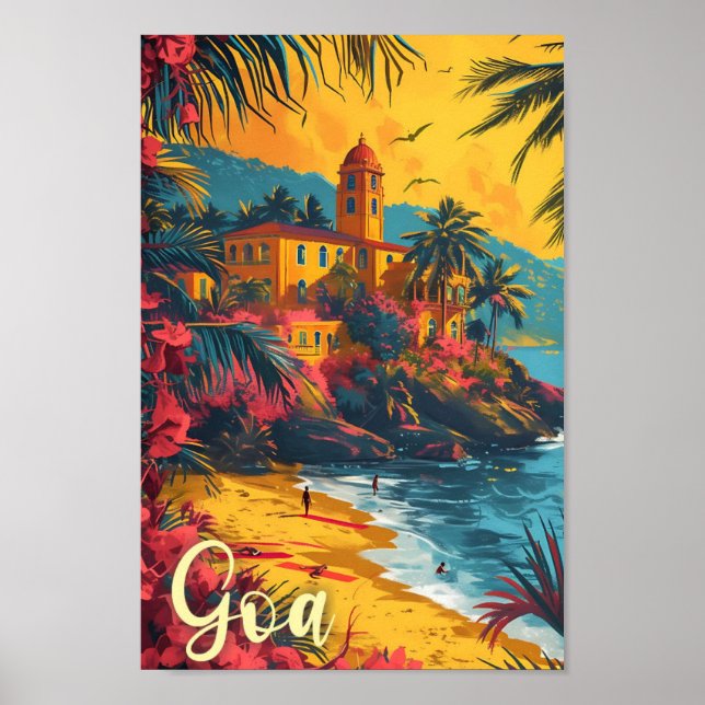 Poster Ilustração de Viagem de Arte de Pintura em Goa Bea (Frente)