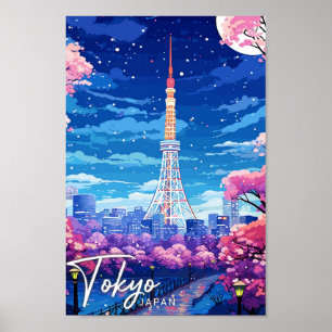 Poster Ilustração de Viagem de Arte em Tóquio no Japão