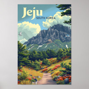 Poster Ilustração de Viagem de Arte Imagem de Jeju Coreia