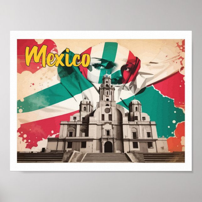 Poster Ilustração de Viagem de Arte Pop do México (Frente)