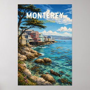 Poster Ilustração de Viagem de Arte Retro de Monterey Cal