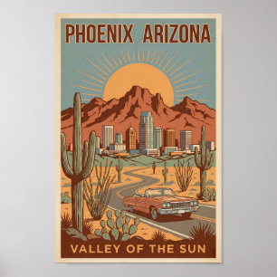 Poster Ilustração de Viagem de Arte Retro do Sol do Arizo