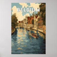 Ilustração de viagem de arte vintage Bélgica