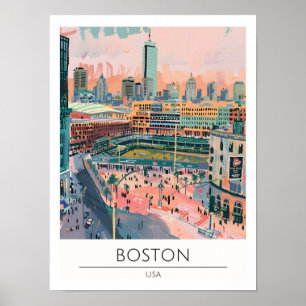Poster Ilustração de Viagem de Arte Vintage Boston EUA