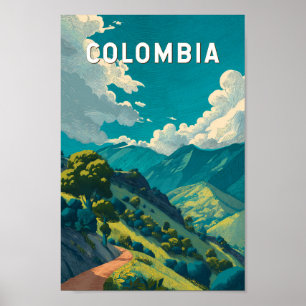 Poster Ilustração de Viagem de Arte Vintage da Colômbia