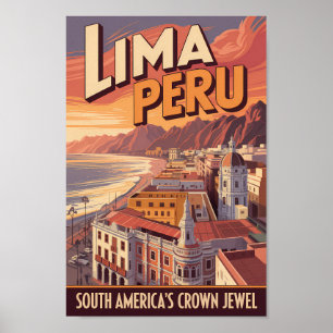 Poster Ilustração de Viagem de Arte Vintage da Costa de L