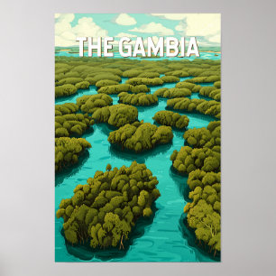 Poster Ilustração de viagem de arte vintage da Gâmbia