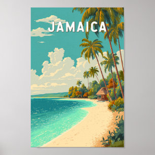 Poster Ilustração de viagem de arte vintage da Jamaica