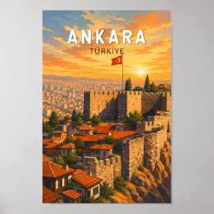 Poster Ilustração de viagem de arte vintage de Ancara Tur