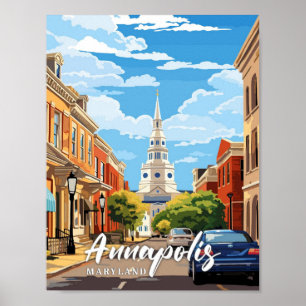 Poster Ilustração de Viagem de Arte Vintage de Annapolis 