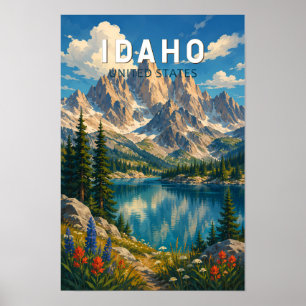 Poster Ilustração de viagem de arte vintage de Idaho