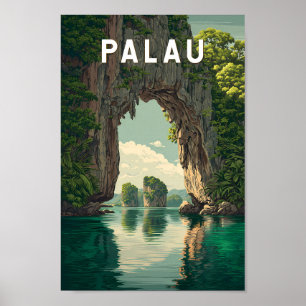 Poster Ilustração de Viagem de Arte Vintage de Palau