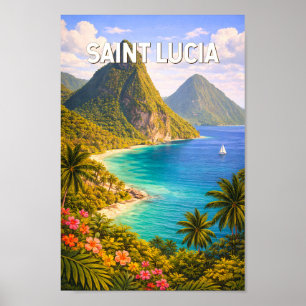 Poster Ilustração de viagem de arte vintage de Santa Lúci