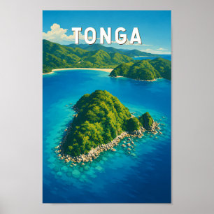 Poster Ilustração de viagem de arte vintage de Tonga