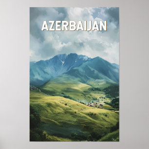 Poster Ilustração de Viagem de Arte Vintage do Azerbaijão
