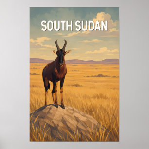 Poster Ilustração de viagem de arte vintage do Sudão do S