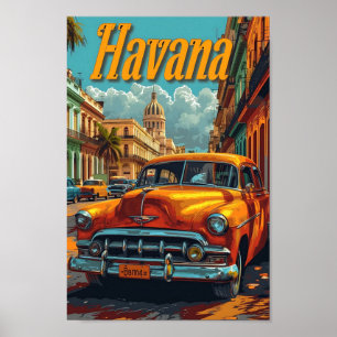 Poster Ilustração de Viagem de Arte Vintage Havana Cuba