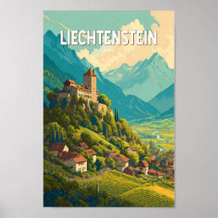 Poster Ilustração de viagem de arte vintage Liechtenstein