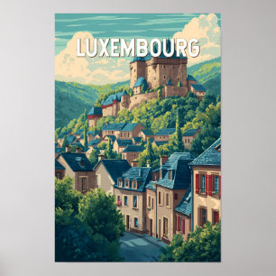 Poster Ilustração de Viagem de Arte Vintage Luxemburgo