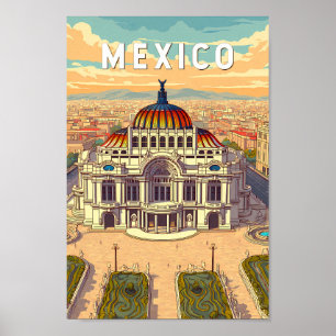 Poster Ilustração de Viagem de Arte Vintage México