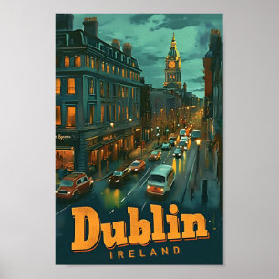 Poster Ilustração de Viagem de Arte Vintage na Irlanda de