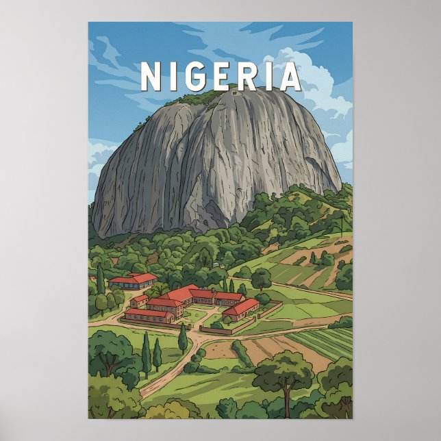 Poster Ilustração de viagem de arte vintage na Nigéria (Frente)