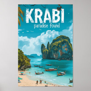 Poster Ilustração de Viagem de Arte Vintage na Tailândia