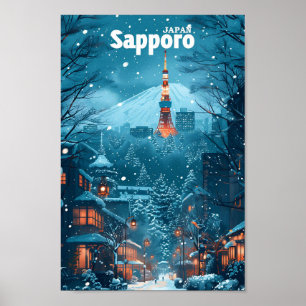 Poster Ilustração de Viagem de Arte Vintage no Japão