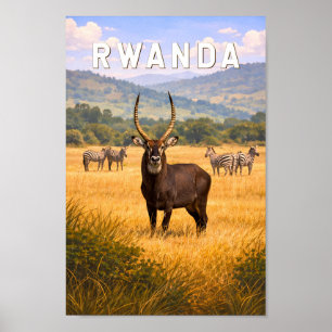 Poster Ilustração de Viagem de Arte Vintage Ruanda