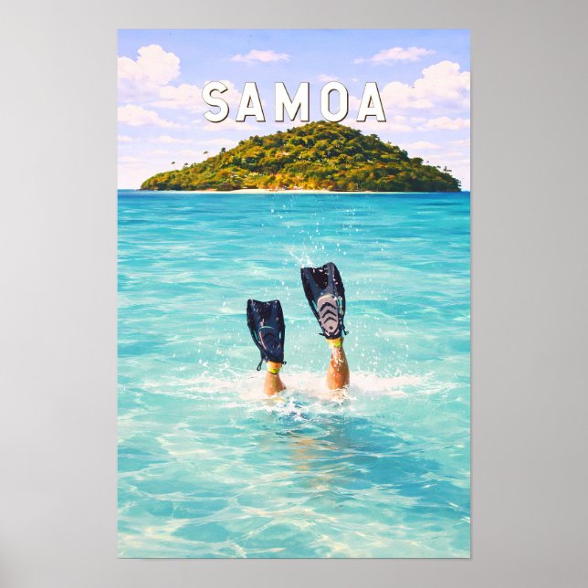 Poster Ilustração de Viagem de Arte Vintage Samoa (Frente)