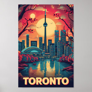 Poster Ilustração de Viagem de Arte Vintage Toronto Canad