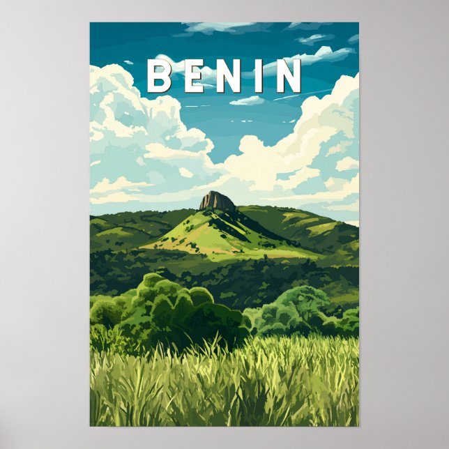 Poster Ilustração de Viagem de Benim Arte Vintage (Frente)