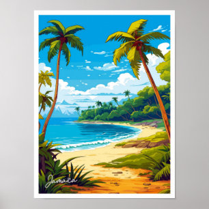 Poster Ilustração de Viagem de Caribe de Arte da Jamaica