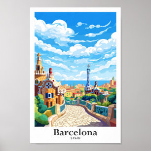 Poster Ilustração de Viagem de Espanha de Barcelona