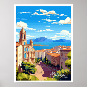 Poster Ilustração de Viagem de Espanha de Málaga
