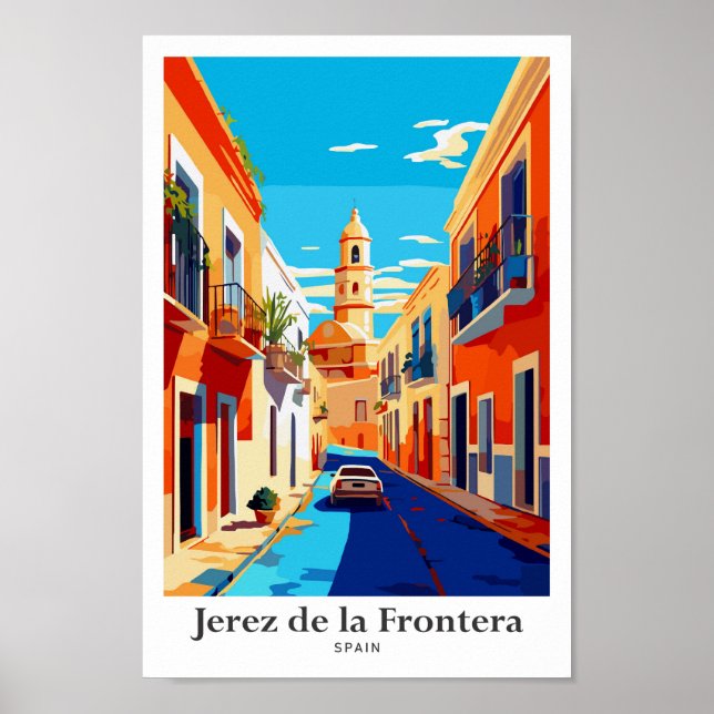 Poster Ilustração de Viagem de Espanha Jerez de la Fronte (Frente)