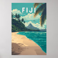 Ilustração de viagem de Fiji Arte Vintage