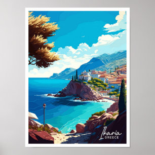 Poster Ilustração de Viagem de Grécia de Ikaria