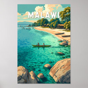 Poster Ilustração de viagem de Malawi Arte Vintage