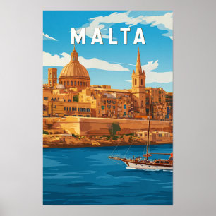 Poster Ilustração de viagem de Malta Arte Vintage