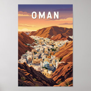 Poster Ilustração de viagem de Omã Arte Vintage