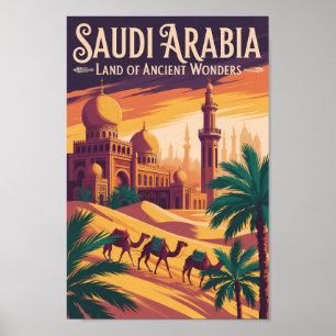 Poster Ilustração de viagem do deserto da Arábia Saudita